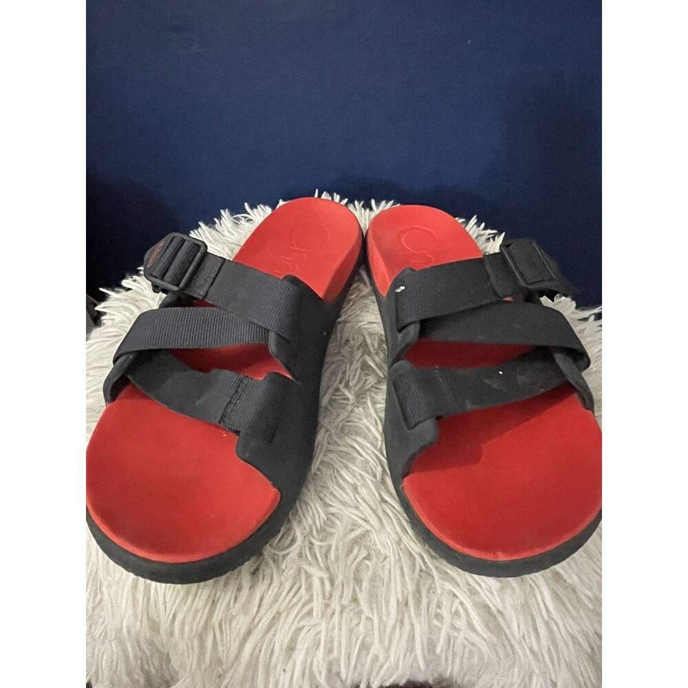Chacos Chillos Red Blue Black Slide Sandals Women's Size 10 Shoes